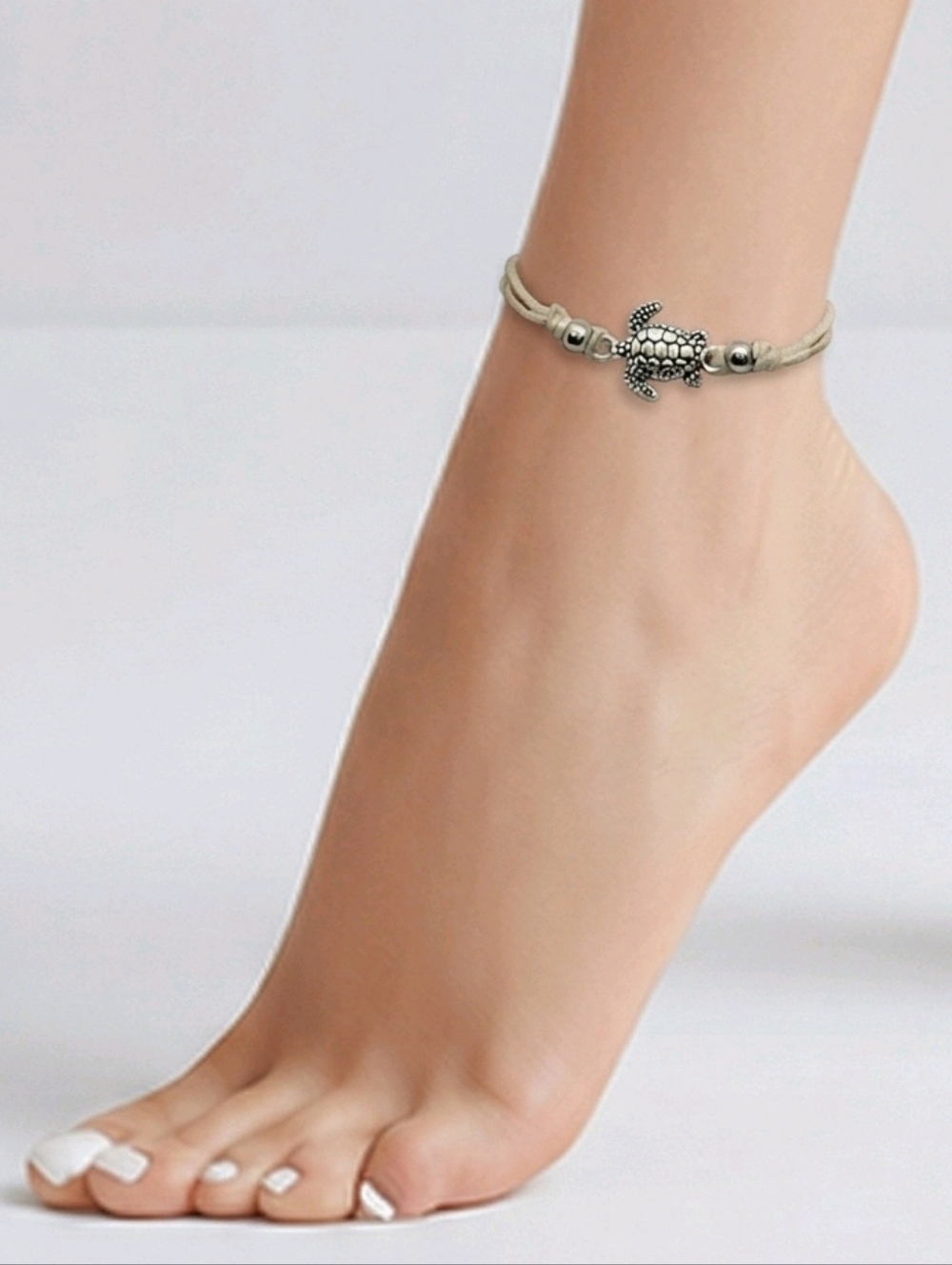 Turtle Anklet 3D Charm Adjustable Length Corded Ankle Bracelet Women's Jewelry